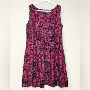 Gabby Skye Baroque‎ Velvet Burgundy Black Sleeveless Dress Size 16W Goth Dress